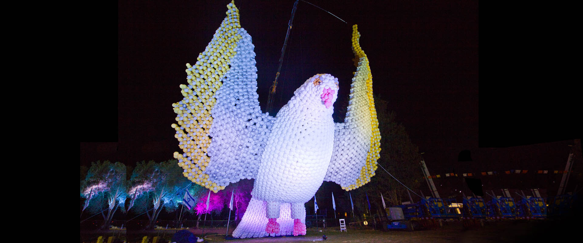 יונה ענקית מבלונים בפסטיבל הפיסול במעלות