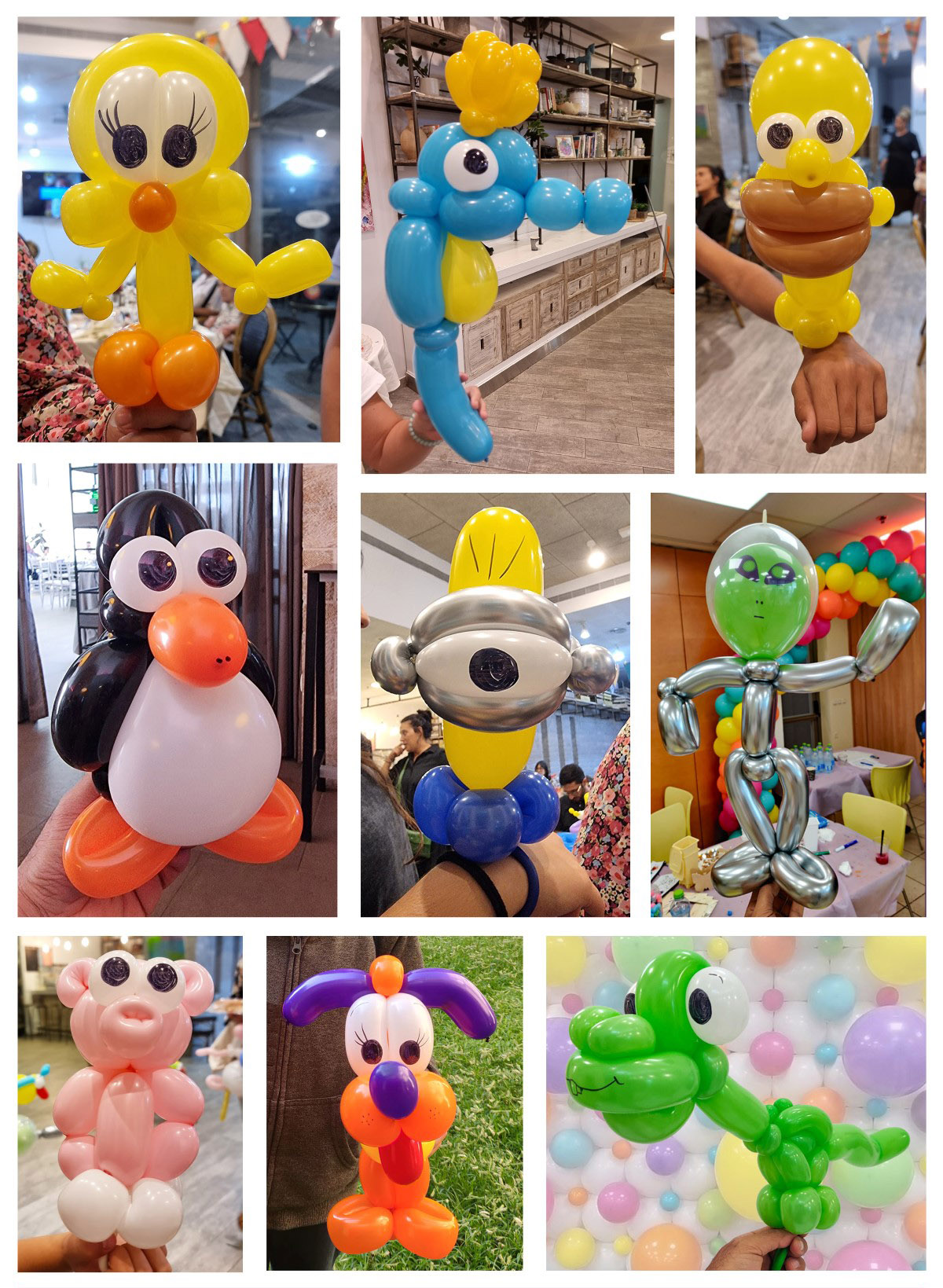 פסלי בלונים של אומן הבלונים ברק דגן לאירועים
